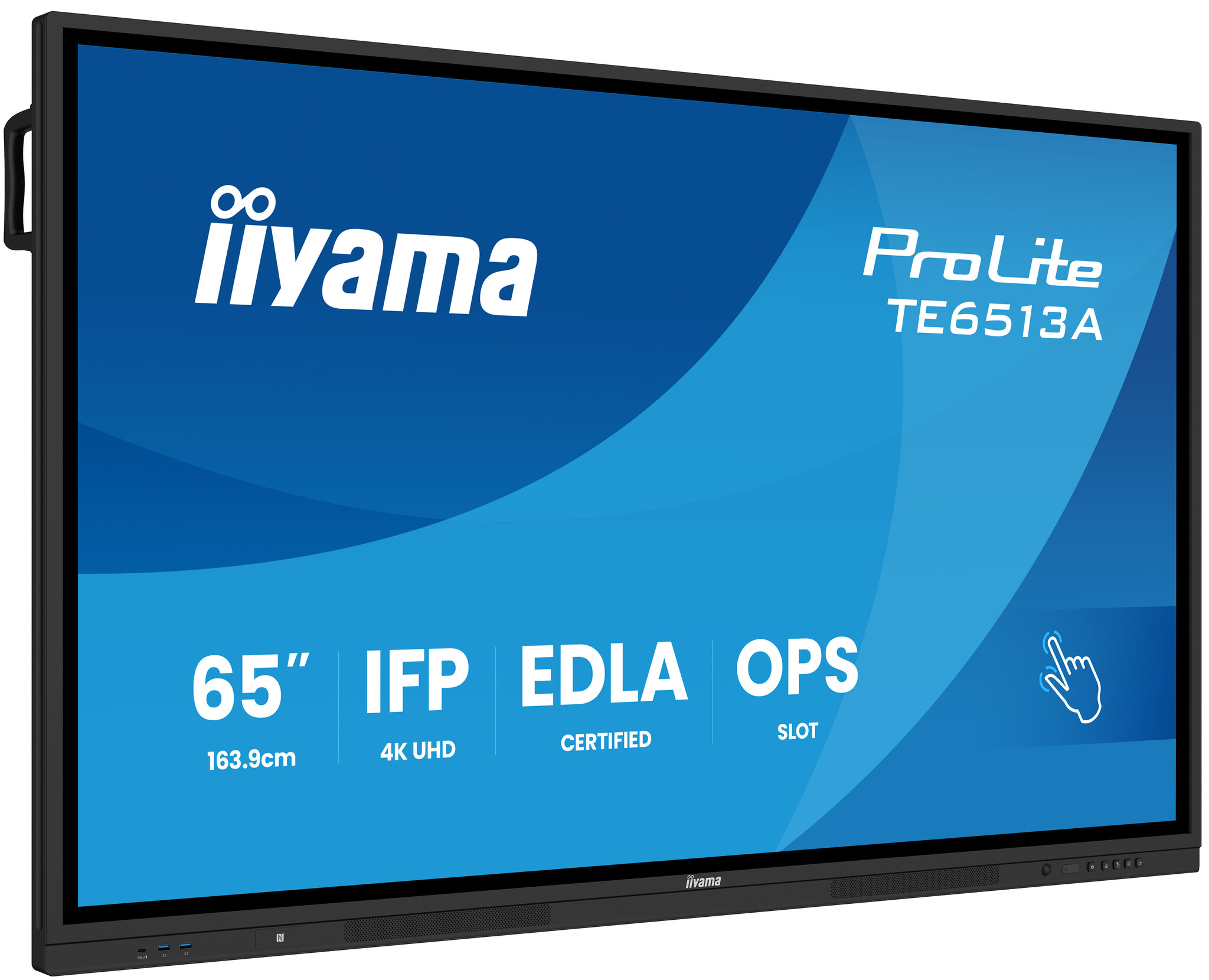 iiyama iiyama TE6513A-B2AG beeldkrant Interactief flatscreen 163,8 cm (64.5") Wifi 500 cd/m² 4K Ultra HD Zwart Touchscreen Type processor Android 24/7