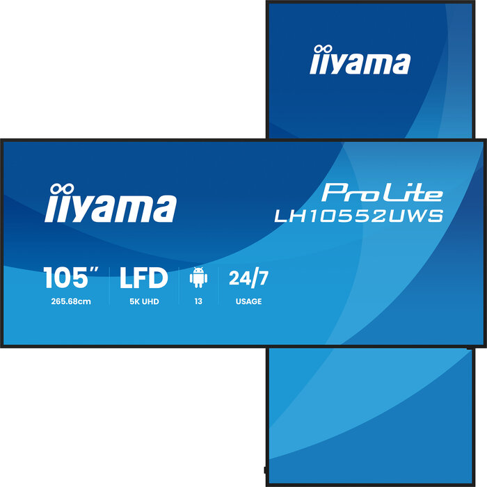 iiyama iiyama LH10552UWS-B1AG beeldkrant Kiosk-ontwerp 2,66 m (104.6") Wifi 500 cd/m² UltraWide 5K HD Type processor Android 24/7