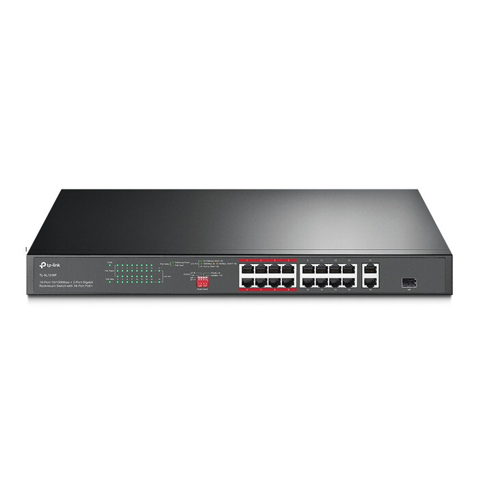 TP-Link TP-Link TL-SL1218P netwerk-switch Unmanaged Gigabit Ethernet (10/100/1000) Power over Ethernet (PoE) 1U Zwart