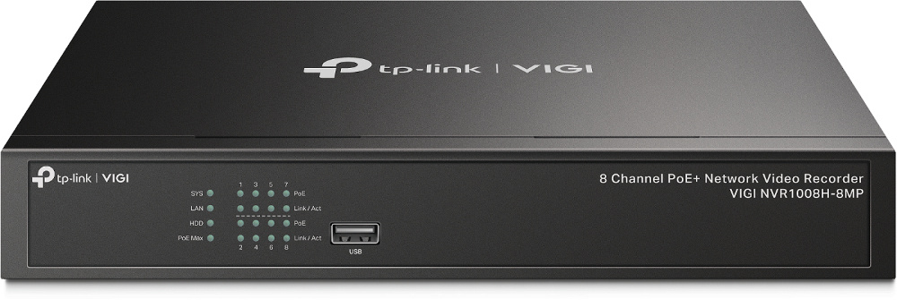 TP-Link TP-Link VIGI NVR1008H-8MP Netwerk Video Recorder (NVR) Zwart