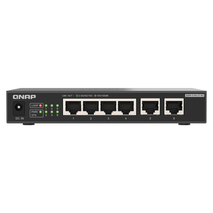 QNAP QNAP QSW-2104-2T-R2 netwerk-switch Unmanaged 10G Ethernet (100/1000/10000) Desktop Zwart