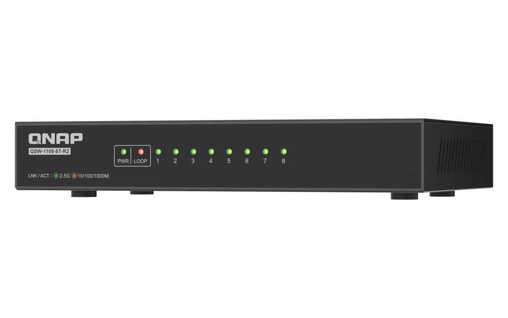 QNAP QNAP QSW-1108-8T-R2 netwerk-switch Unmanaged 2.5G Ethernet (100/1000/2500) Desktop Zwart