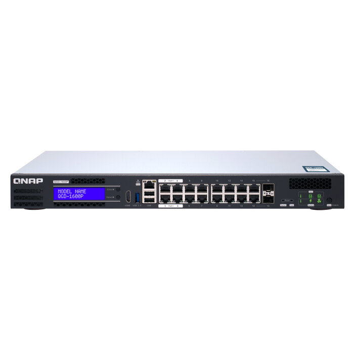 QNAP QNAP QGD-1600P Managed Gigabit Ethernet (10/100/1000) Power over Ethernet (PoE) 1U Zwart, Grijs