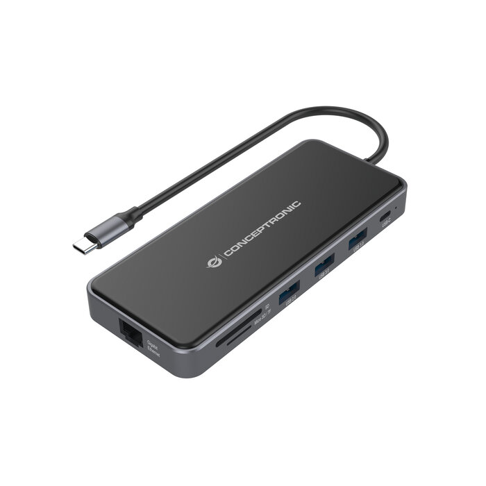 Conceptronic Conceptronic DONN15G laptop dock & poortreplicator Bedraad USB 3.2 Gen 1 (3.1 Gen 1) Type-C Grijs