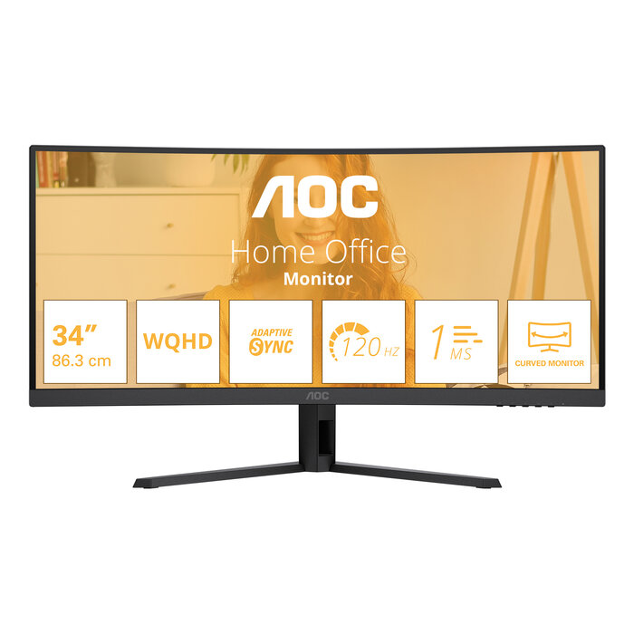 AOC AOC B3 CU34B3E computer monitor 86,4 cm (34") 3440 x 1440 Pixels Wide Quad HD LED Zwart