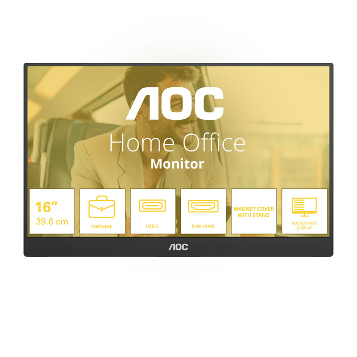 AOC AOC 16T20E2 Draagbare televisie en monitoor Draagbare monitor Zwart 39,6 cm (15.6") LED 1920 x 1080 Pixels