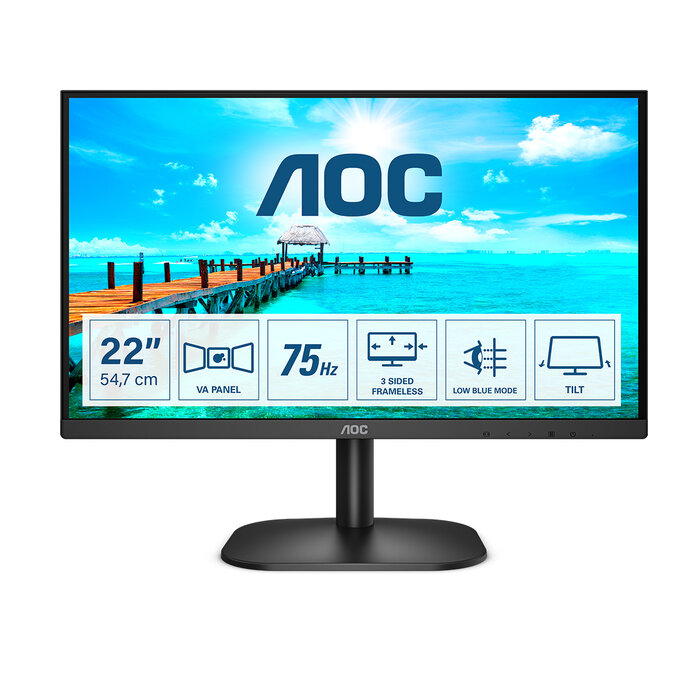 AOC AOC B2 22B2H/EU computer monitor 54,6 cm (21.5") 1920 x 1080 Pixels Full HD LED Zwart