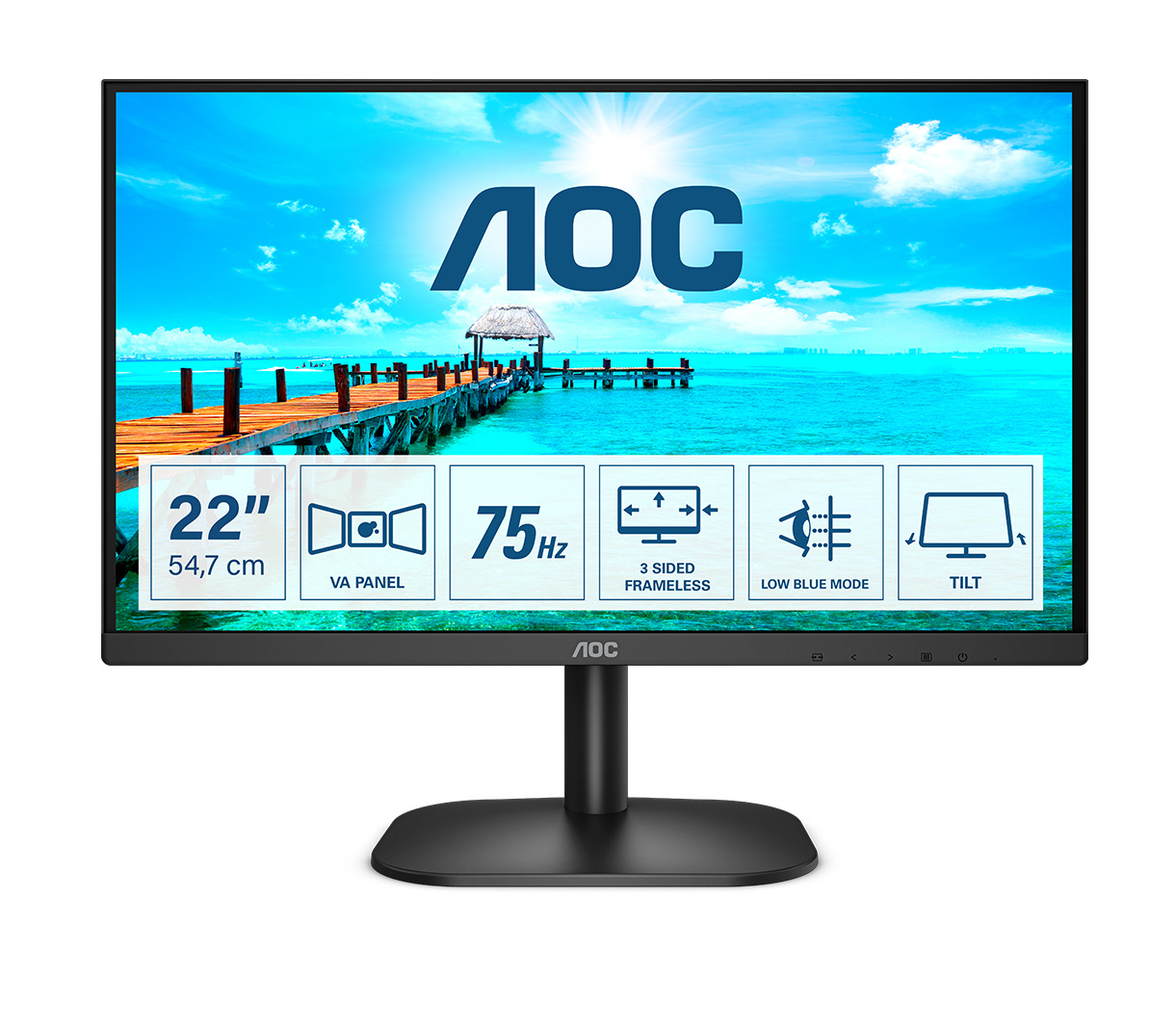AOC AOC B2 22B2H/EU computer monitor 54,6 cm (21.5") 1920 x 1080 Pixels Full HD LED Zwart