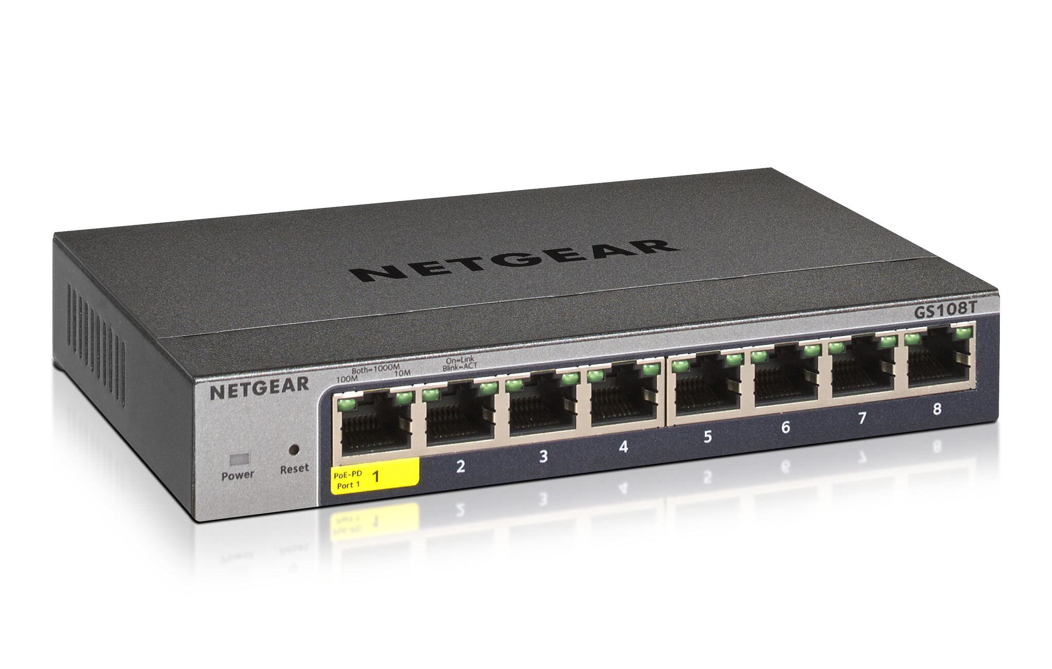 Netgear NETGEAR GS108T Managed L2 Gigabit Ethernet (10/100/1000) Grijs