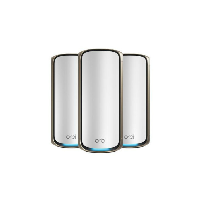 Netgear NETGEAR Orbi 970 Series Quad-Band WiFi 7, 3-Pack Quad-band (2.4 GHz / 5 GHz-1 / 5 GHz-2 / 6 GHz) Wi-Fi 6 (802.11ax) Grijs Intern