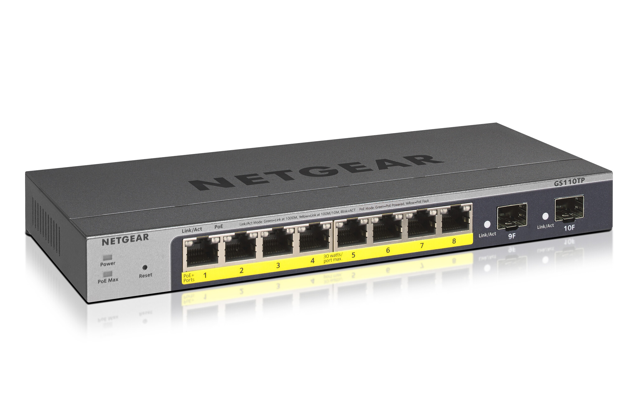 Netgear NETGEAR GS110TP Managed L2/L3/L4 Gigabit Ethernet (10/100/1000) Power over Ethernet (PoE) Grijs