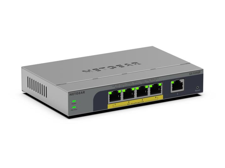 Netgear NETGEAR GS105EP Unmanaged Gigabit Ethernet (10/100/1000) Power over Ethernet (PoE) Grijs