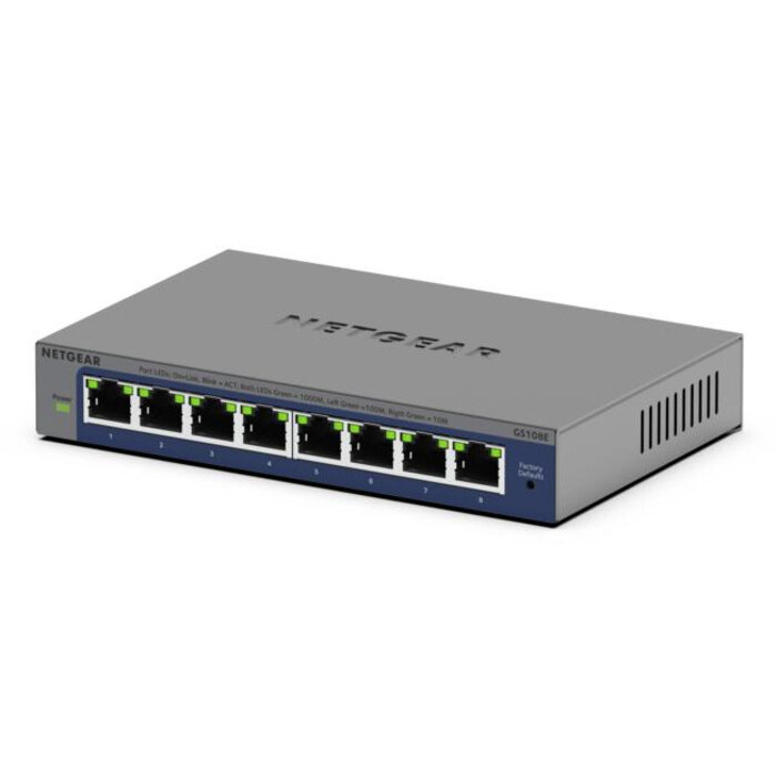 Netgear NETGEAR GS108Ev4 Unmanaged L2/L3 Gigabit Ethernet (10/100/1000) Grijs