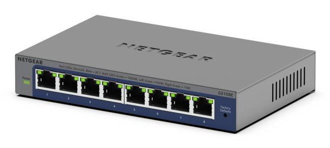 Netgear NETGEAR GS108Ev4 Unmanaged L2/L3 Gigabit Ethernet (10/100/1000) Grijs