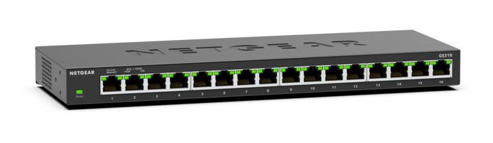 Netgear NETGEAR GS316 Unmanaged L2 Gigabit Ethernet (10/100/1000) Zwart