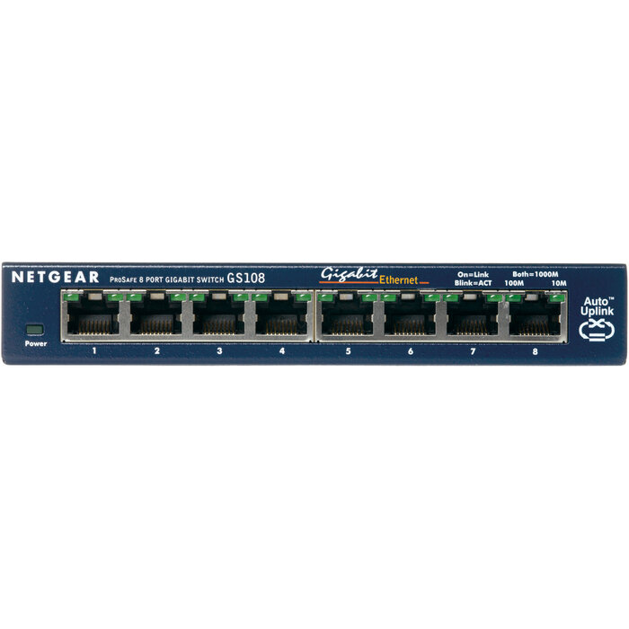 Netgear NETGEAR ProSAFE Unmanaged Switch - GS108GE - Desktop - 8 Gigabit Ethernet poorten 10/100/1000 Mbps