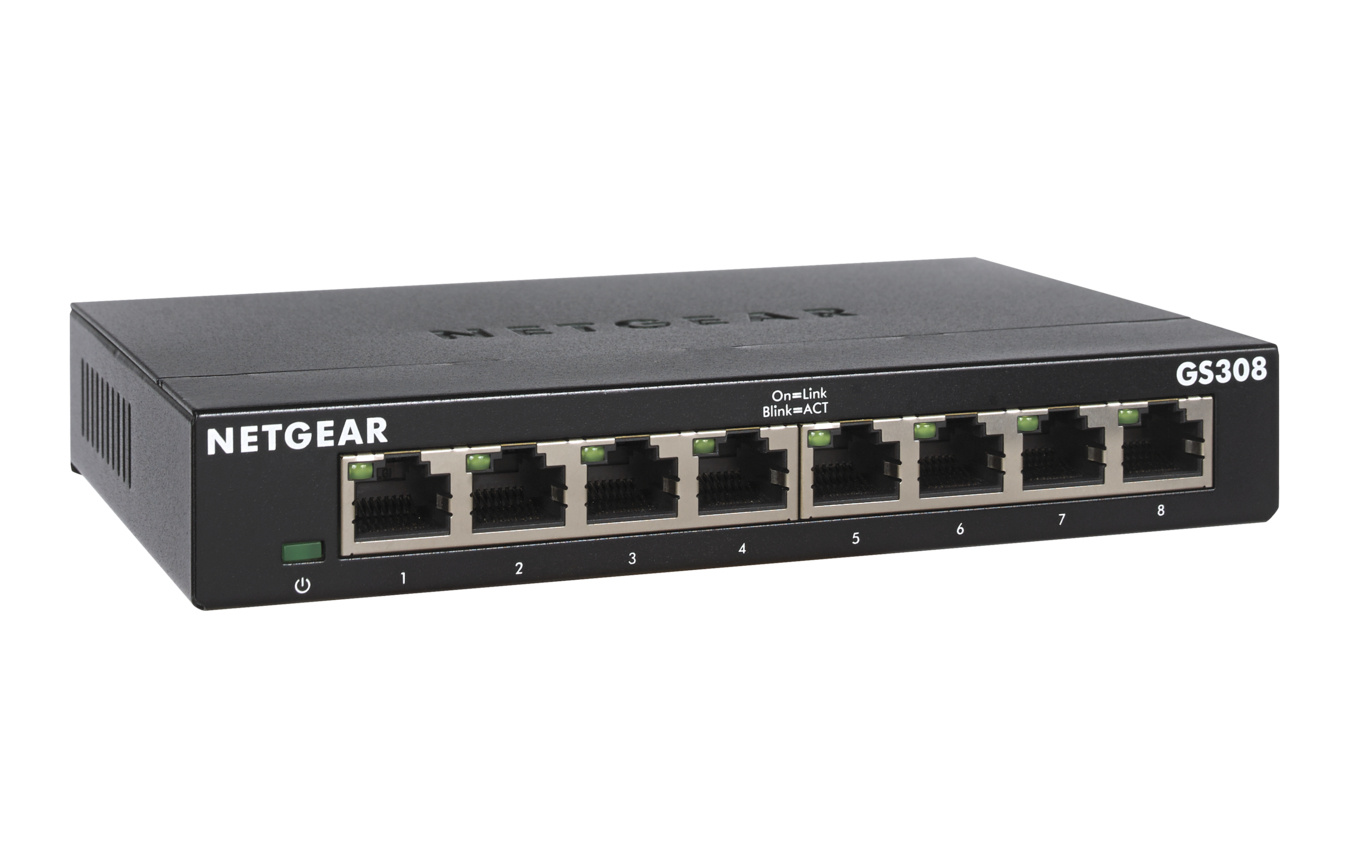 Netgear NETGEAR GS308-300PES netwerk-switch Unmanaged L2 Gigabit Ethernet (10/100/1000) Zwart