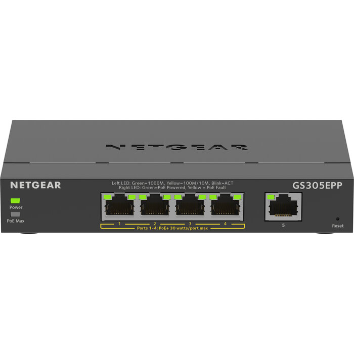 Netgear NETGEAR 5-Port Gigabit Ethernet High-Power PoE+ Plus Switch (GS305EPP)
