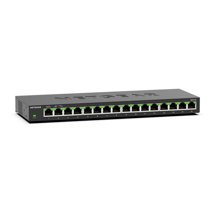 Netgear NETGEAR GS316 Unmanaged L2 Gigabit Ethernet (10/100/1000) Zwart