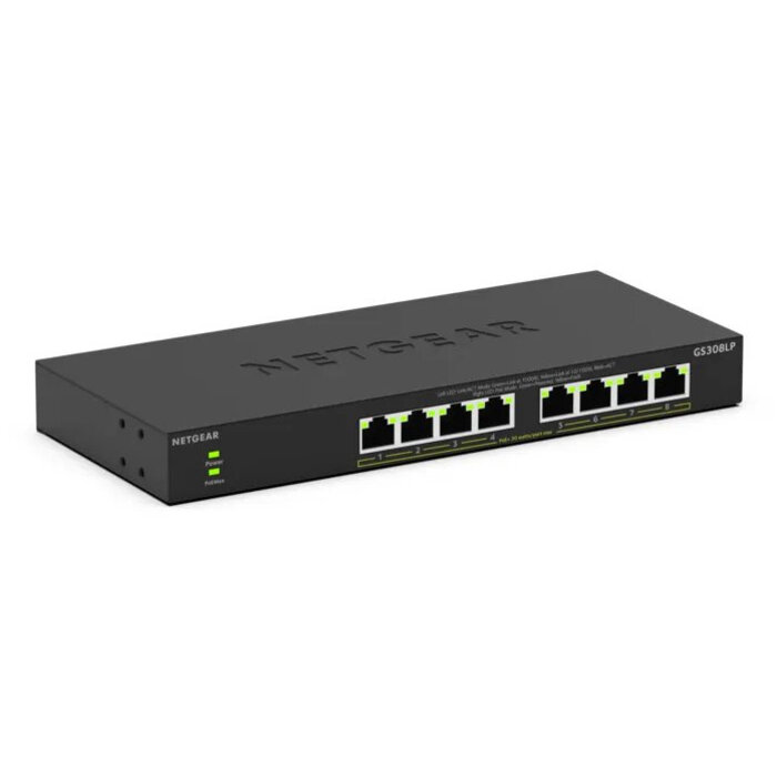 Netgear NETGEAR GS308LP Unmanaged Gigabit Ethernet (10/100/1000) Power over Ethernet (PoE) Desktop Zwart