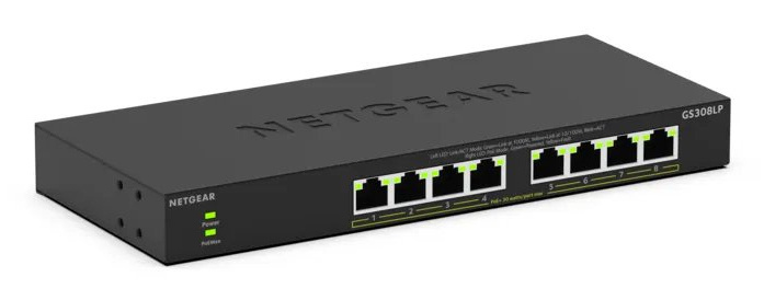 Netgear NETGEAR GS308LP Unmanaged Gigabit Ethernet (10/100/1000) Power over Ethernet (PoE) Desktop Zwart