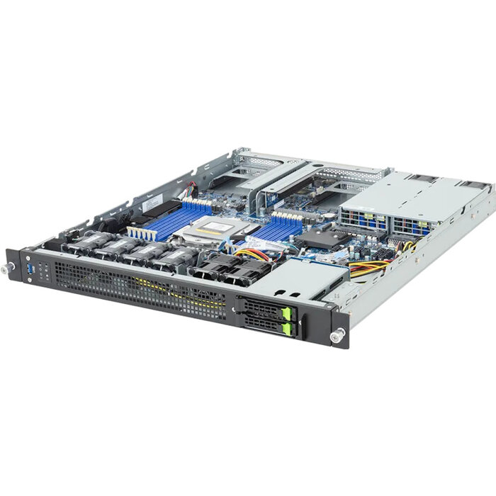 Gigabyte GIGABYTE E163-Z34-AAH1 AMD SoC Socket SP5 Rack (1U) Zwart, Staal