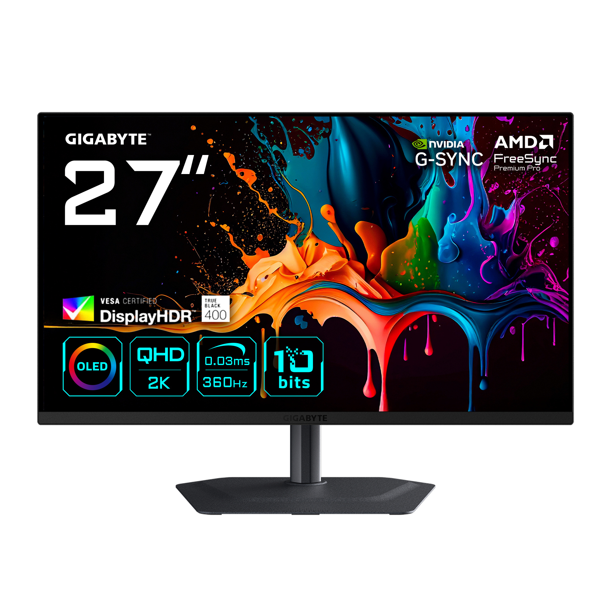 Gigabyte GIGABYTE MO27Q3 computer monitor 68,6 cm (27") 2560 x 1440 Pixels Quad HD QD-OLED Zwart