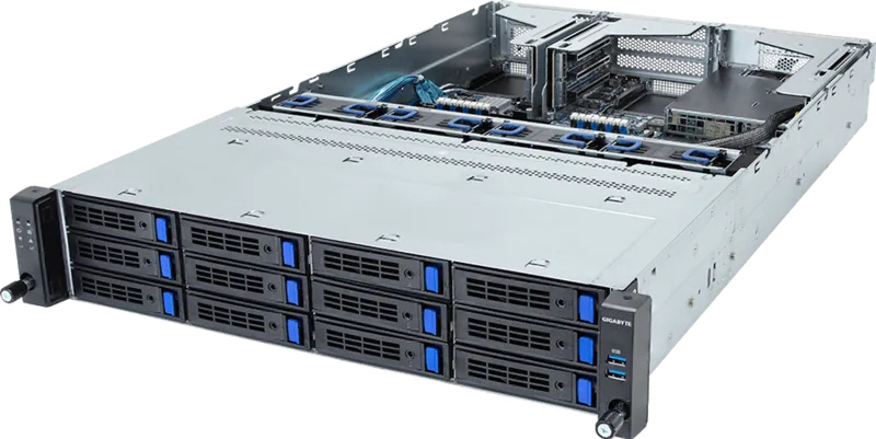 Gigabyte GIGABYTE R263-S30-AAH2 Intel C741 LGA 4677 (Socket E) Rack (2U) Zwart, Grijs