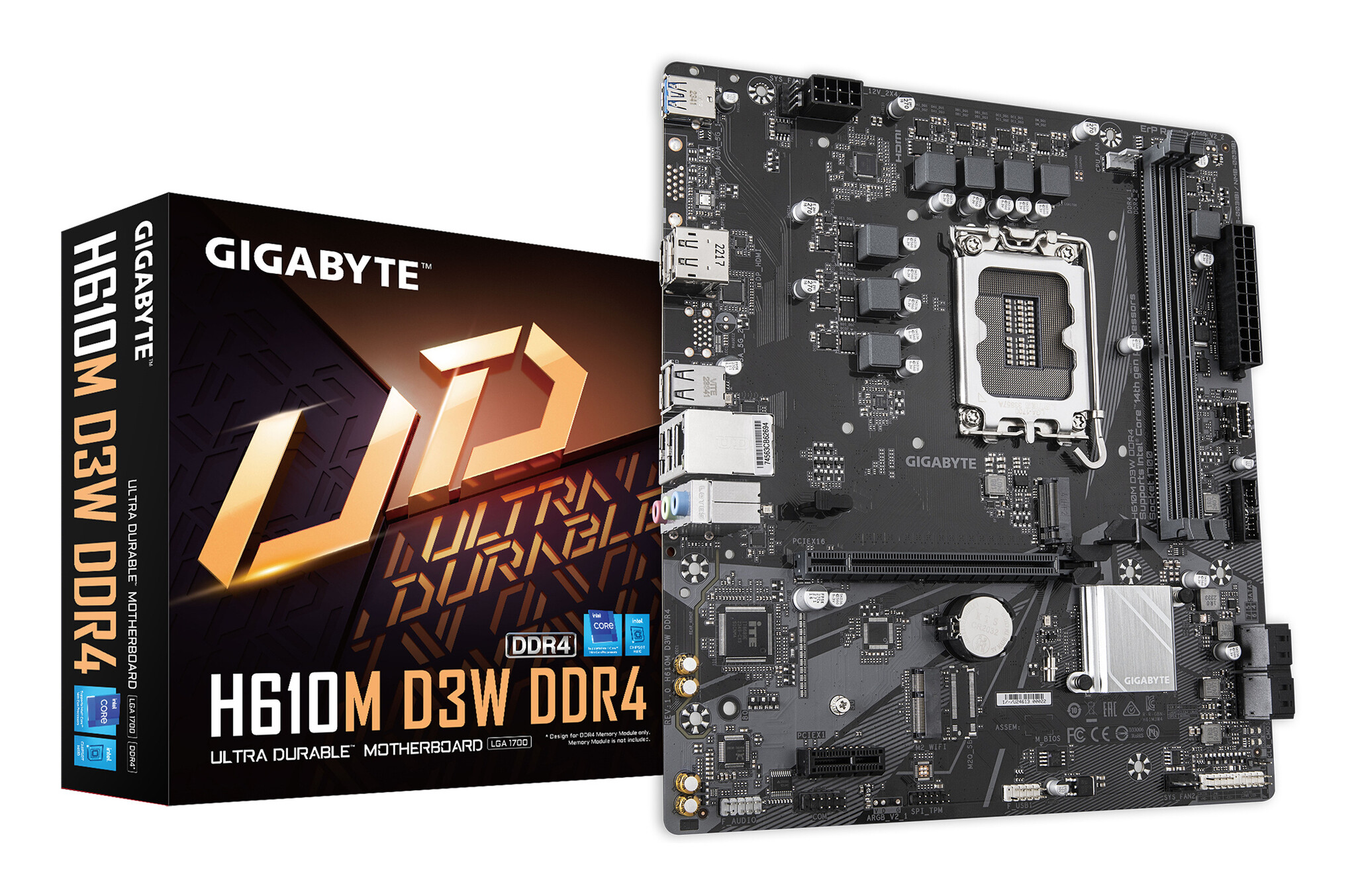 Gigabyte GIGABYTE H610M D3W DDR4 moederbord Intel H610 LGA 1700 micro ATX