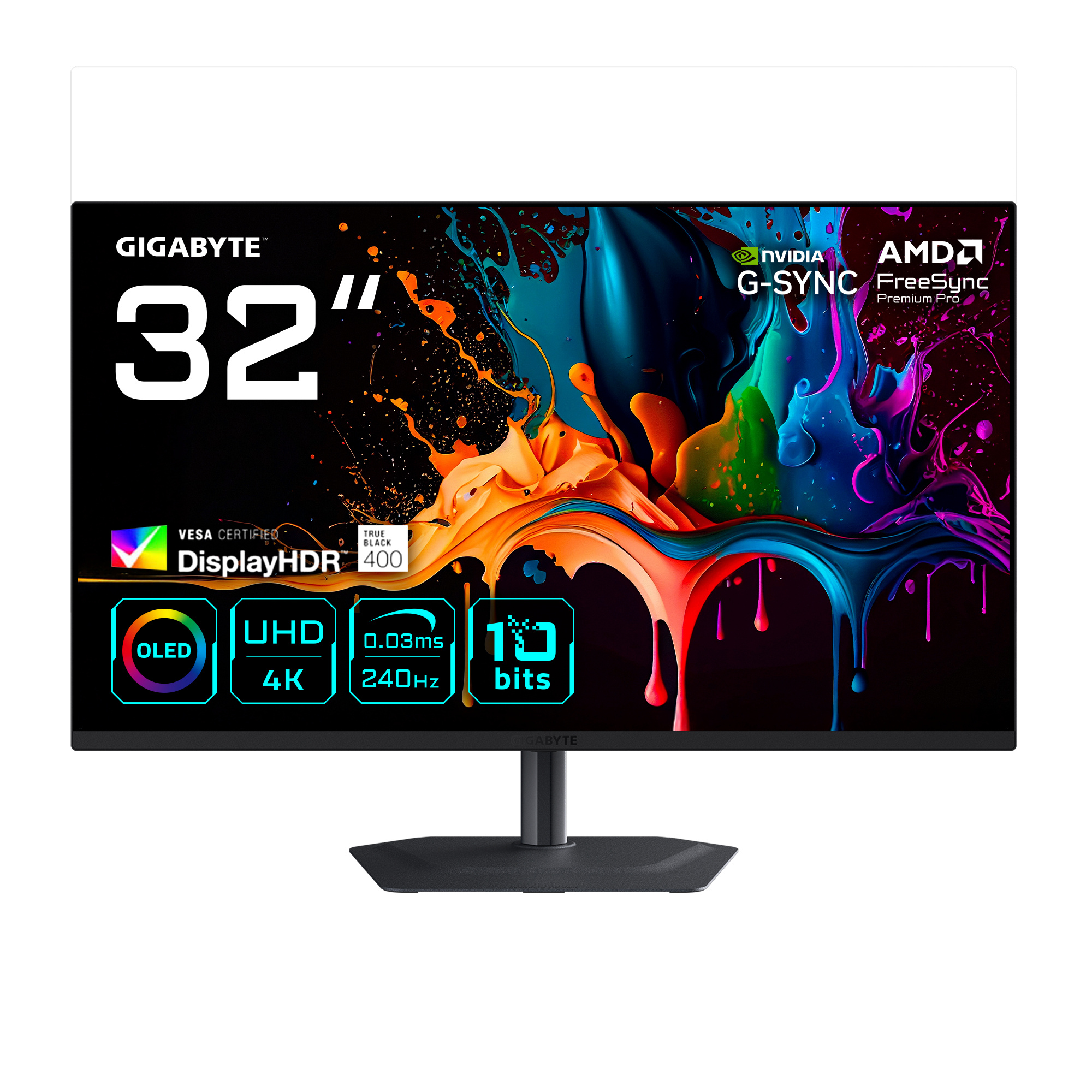 Gigabyte GIGABYTE MO32U2 computer monitor 80 cm (31.5") 3840 x 2160 Pixels 4K Ultra HD QD-OLED Zwart