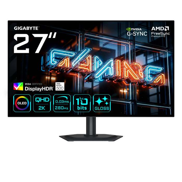 Gigabyte GIGABYTE MO27Q28GR computer monitor 68,6 cm (27") 2560 x 1440 Pixels Quad HD OLED Zwart