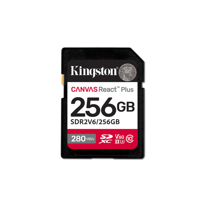 Kingston Kingston Technology 256GB Canvas React Plus SDXC UHS-II 280R/150W U3 V60 voor Full HD/4K