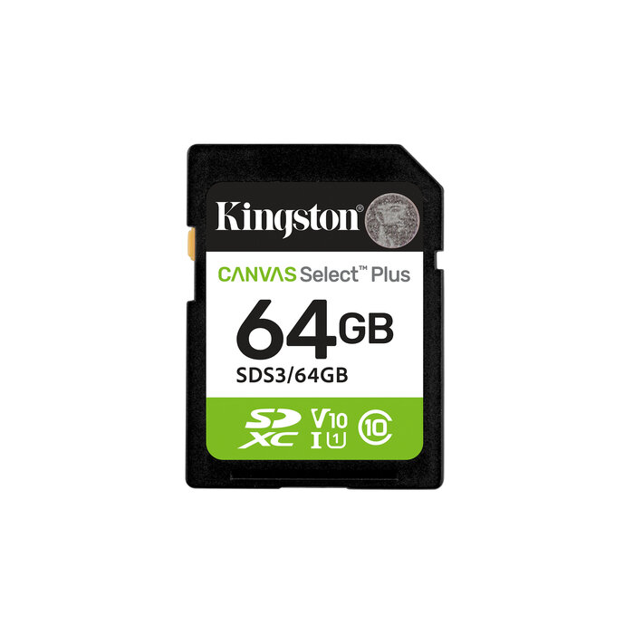 Kingston Kingston Technology 64GB SDXC Canvas Select Plus Gen3 100MB/s C10 UHS-I U1 V10