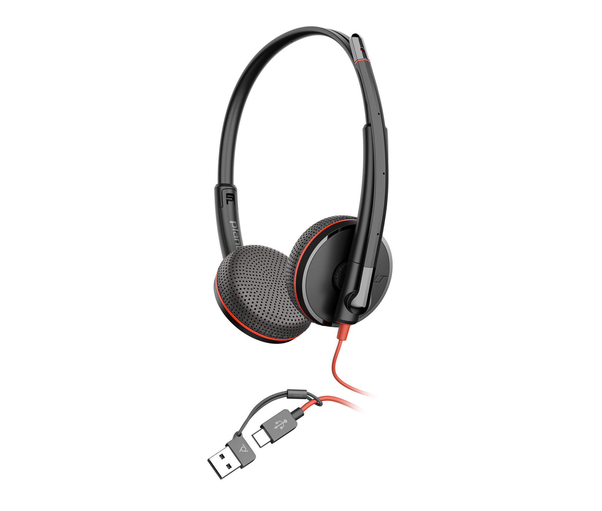 Hewlett & Packard INC. HP Poly Blackwire 3225 stereo USB-C-headset + 3,5 mm stekker + USB-C/A-adapter (bulk)