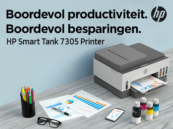 Hewlett & Packard INC. HP Smart Tank 7305 Draadloos All-in-One Kleur Printer, Dubbelzijdig printen; Kopieerapparaat, Scanner