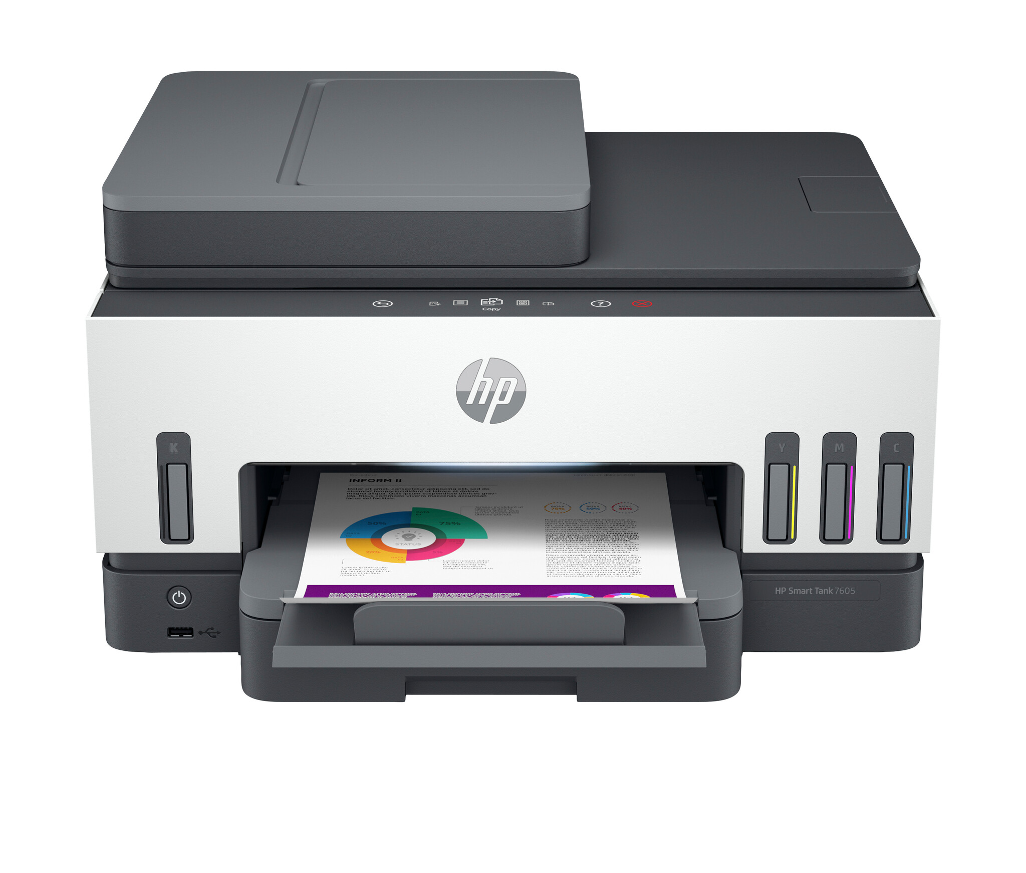 Hewlett & Packard INC. HP Smart Tank 7605 Draadloos All-in-One Kleur Printer, Dubbelzijdig printen; Kopieerapparaat, Scanner