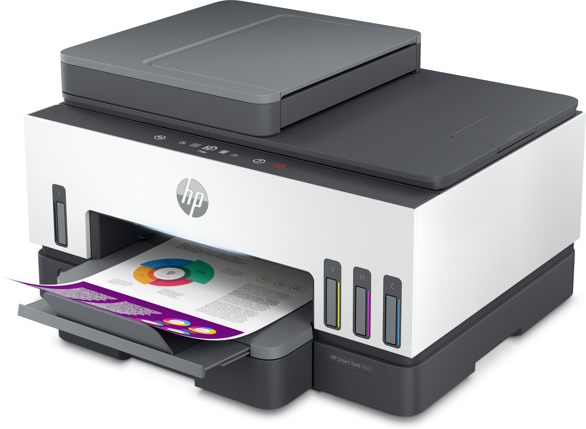 Hewlett & Packard INC. HP Smart Tank 7605 Draadloos All-in-One Kleur Printer, Dubbelzijdig printen; Kopieerapparaat, Scanner