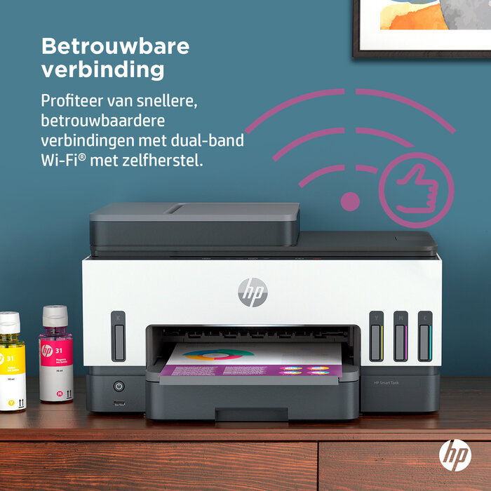 Hewlett & Packard INC. HP Smart Tank 7605 Draadloos All-in-One Kleur Printer, Dubbelzijdig printen; Kopieerapparaat, Scanner