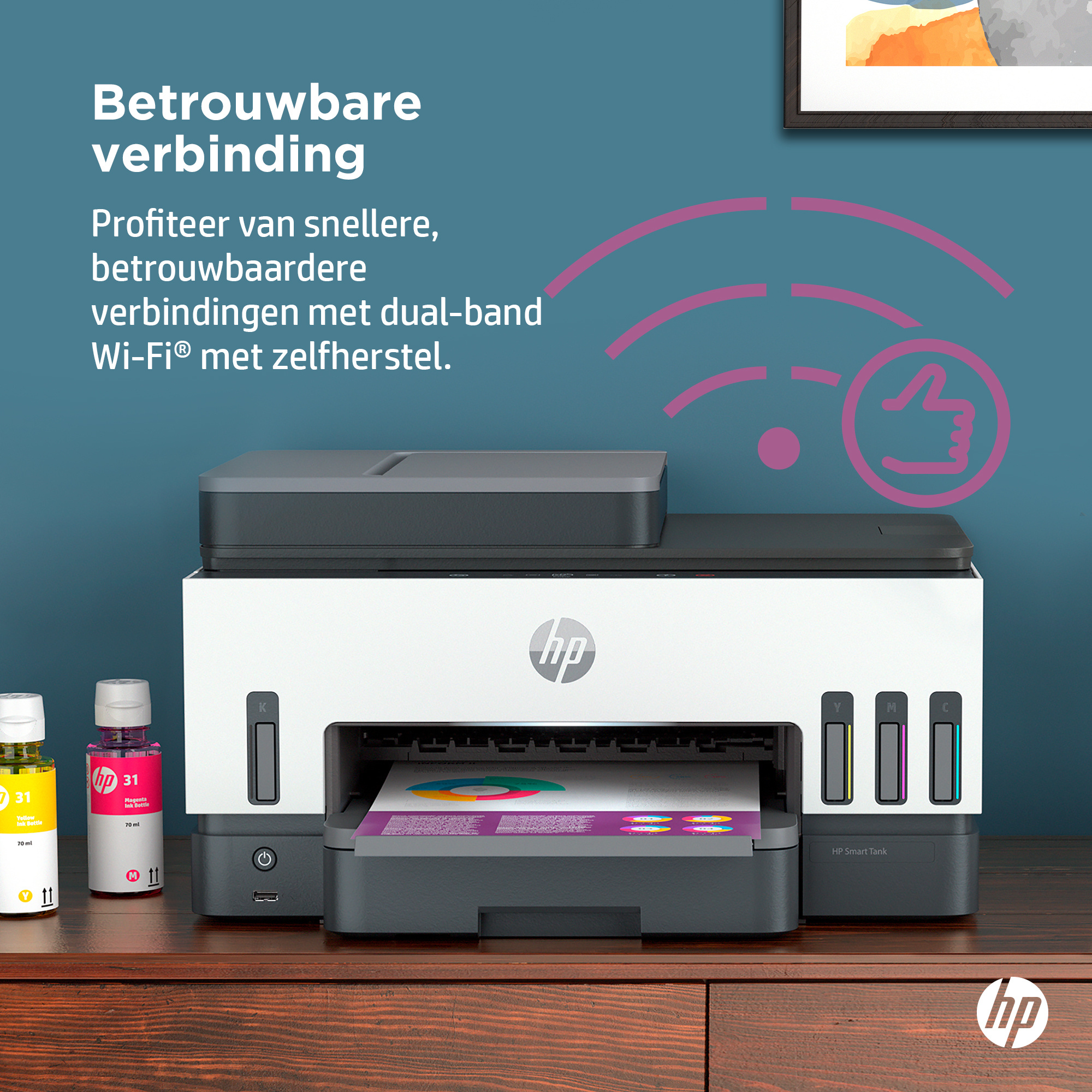 Hewlett & Packard INC. HP Smart Tank 7605 Draadloos All-in-One Kleur Printer, Dubbelzijdig printen; Kopieerapparaat, Scanner