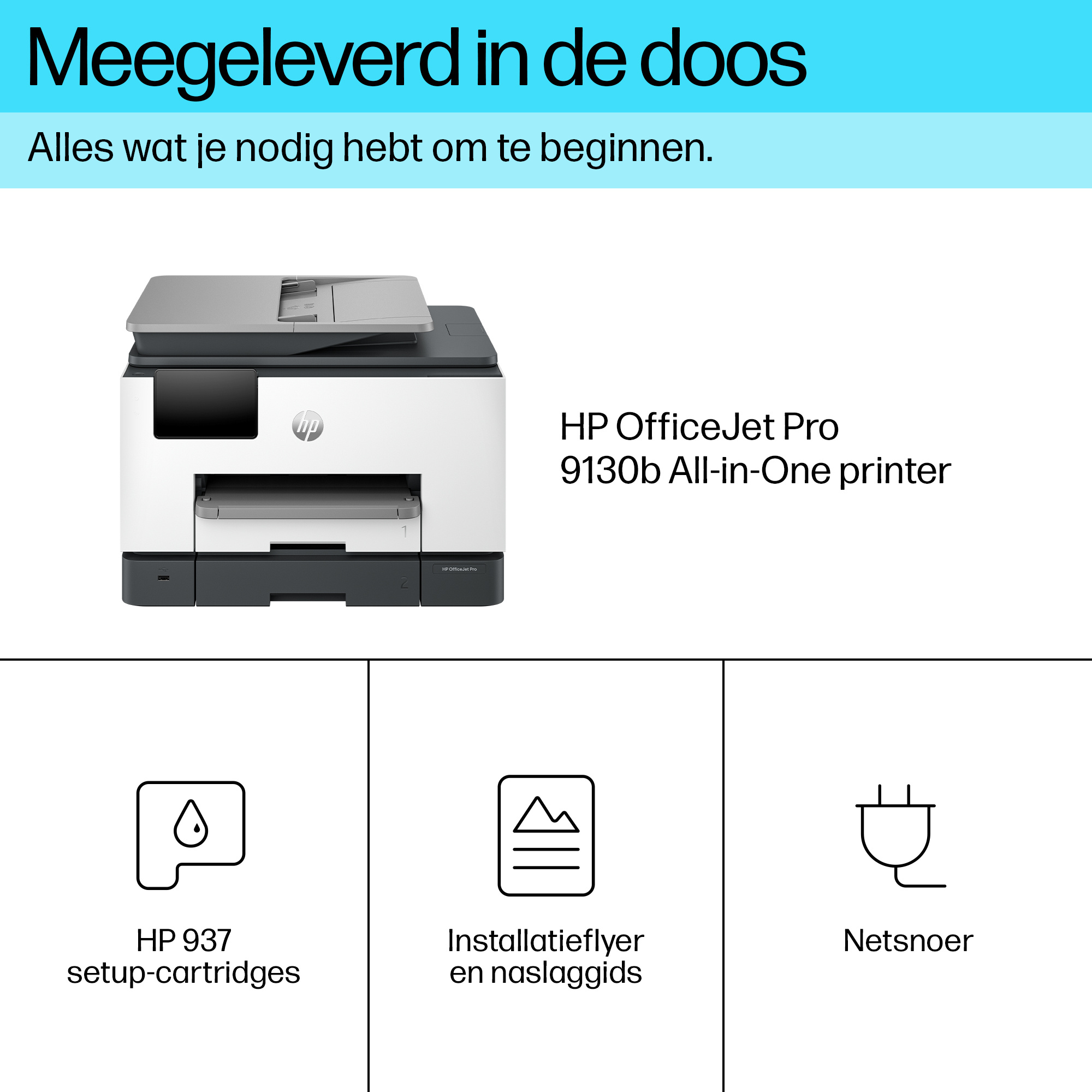 Hewlett & Packard INC. HP OfficeJet Pro 9130b Draadloos All-in-One Kleur Printer, Dubbelzijdig printen; Kopieerapparaat, Scanner