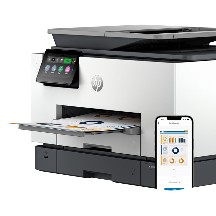 Hewlett & Packard INC. HP OfficeJet Pro 9130b Draadloos All-in-One Kleur Printer, Dubbelzijdig printen; Kopieerapparaat, Scanner
