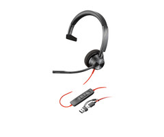 Hewlett & Packard INC. HP Poly Blackwire 3310 Monaural USB-C Headset + USB-C/A adapter