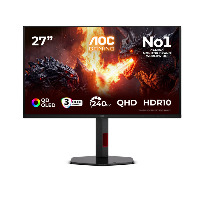 AOC AOC G4 Q27G4ZDRAD computer monitor 67,3 cm (26.5") 2560 x 1440 Pixels Quad HD OLED Zwart, Rood