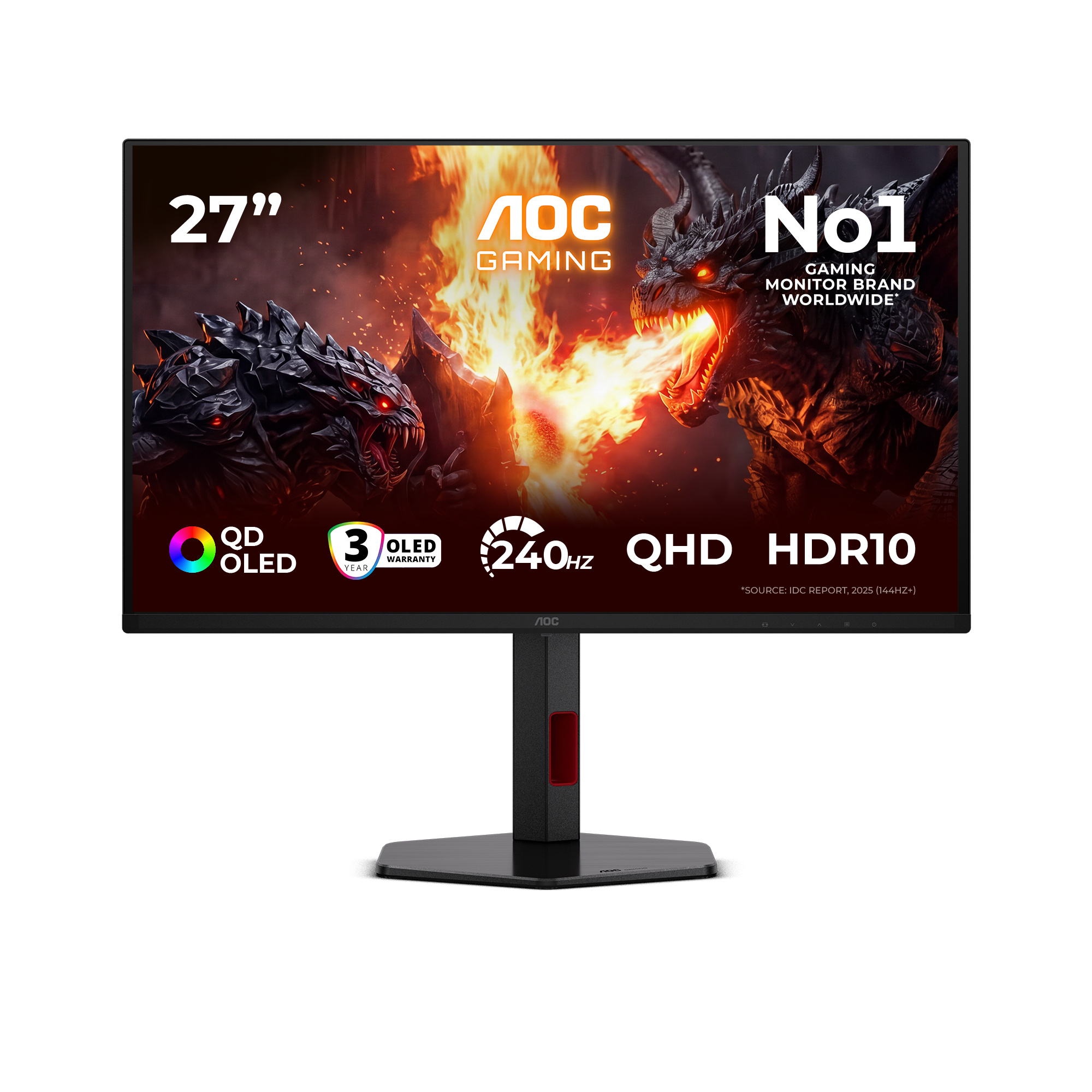 AOC AOC G4 Q27G4ZDRAD computer monitor 67,3 cm (26.5") 2560 x 1440 Pixels Quad HD OLED Zwart, Rood