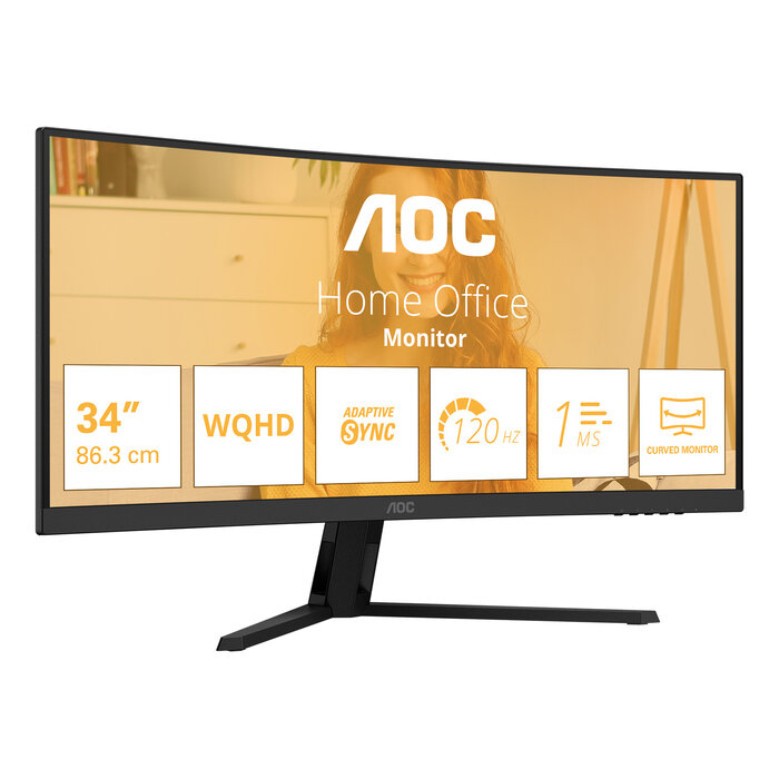 AOC AOC B3 CU34B3E computer monitor 86,4 cm (34") 3440 x 1440 Pixels Wide Quad HD LED Zwart