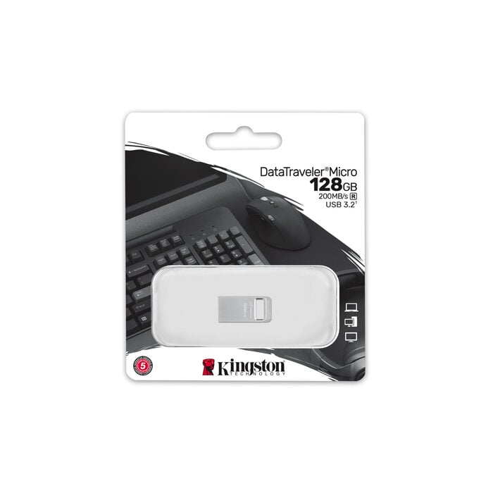 Kingston Kingston Technology DataTraveler 128GB Micro 200MB/s Metal USB 3.2 Gen 1