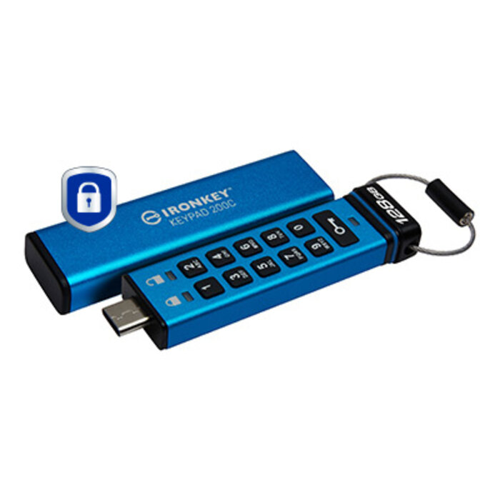 Kingston Kingston Technology IronKey 128GB USB-C Keypad 200C, FIPS 140-3 Lvl 3 AES-256