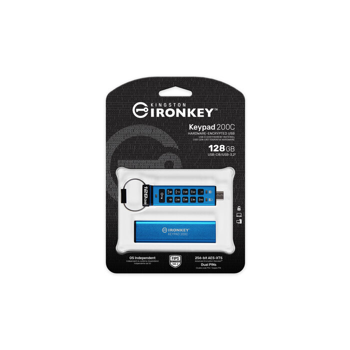 Kingston Kingston Technology IronKey 128GB USB-C Keypad 200C, FIPS 140-3 Lvl 3 AES-256