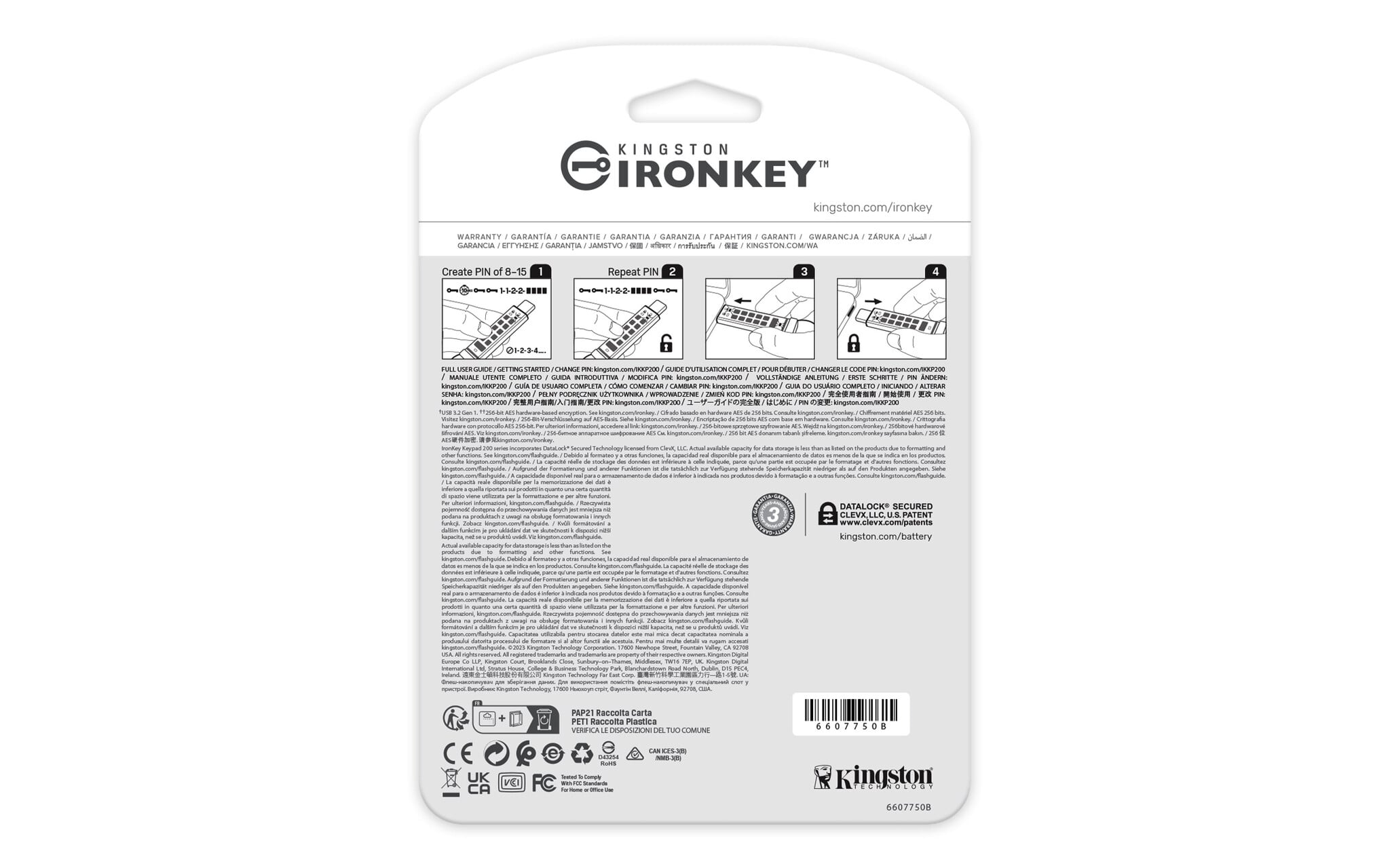 Kingston Kingston Technology IronKey 128GB USB-C Keypad 200C, FIPS 140-3 Lvl 3 AES-256