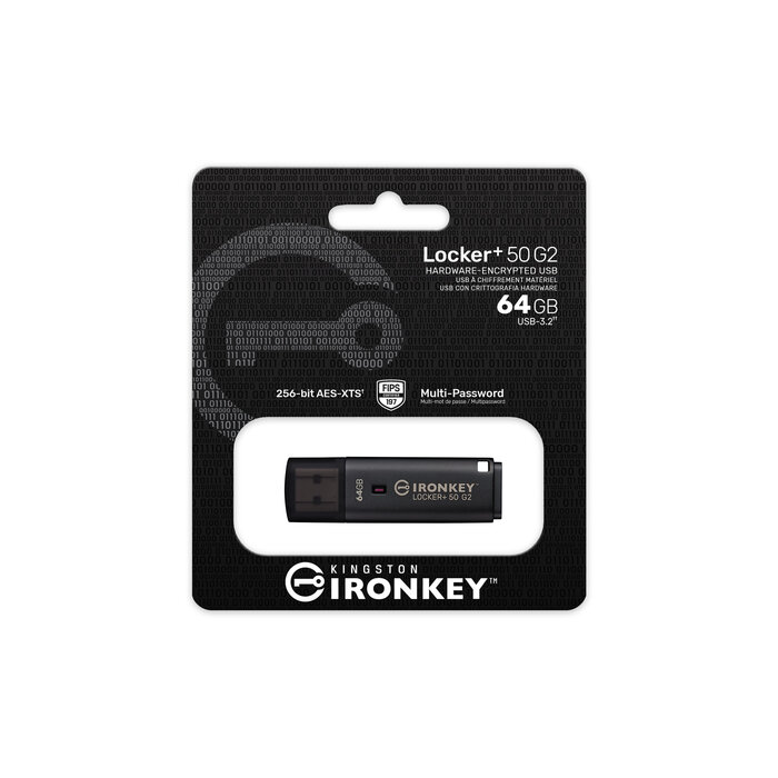 Kingston Kingston Technology IronKey 64GB Locker Plus 50 G2, FIPS 197, AES-256